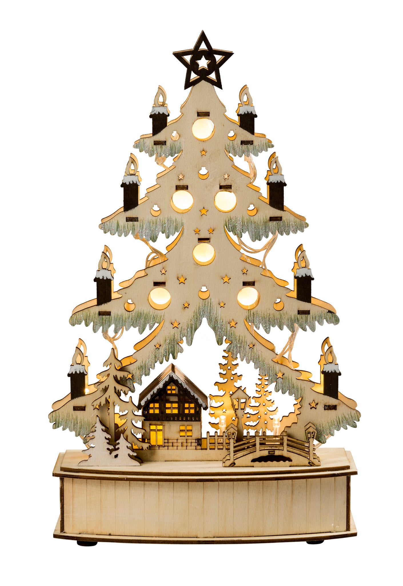 LED Lichterbaum mit Adventskerzen