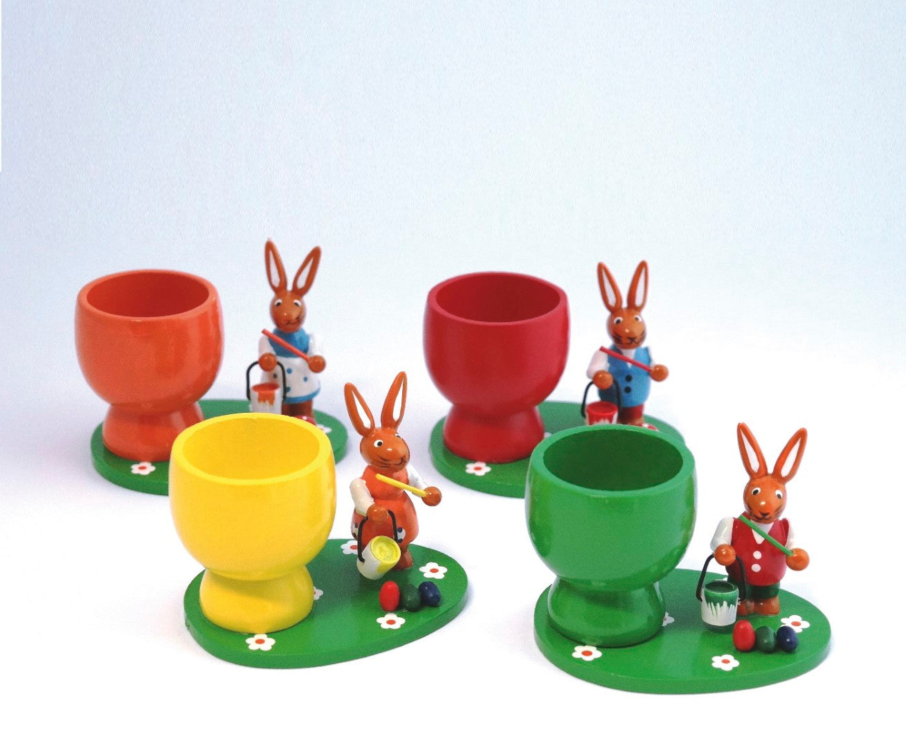 Egg cups with rabbits as a set of 4