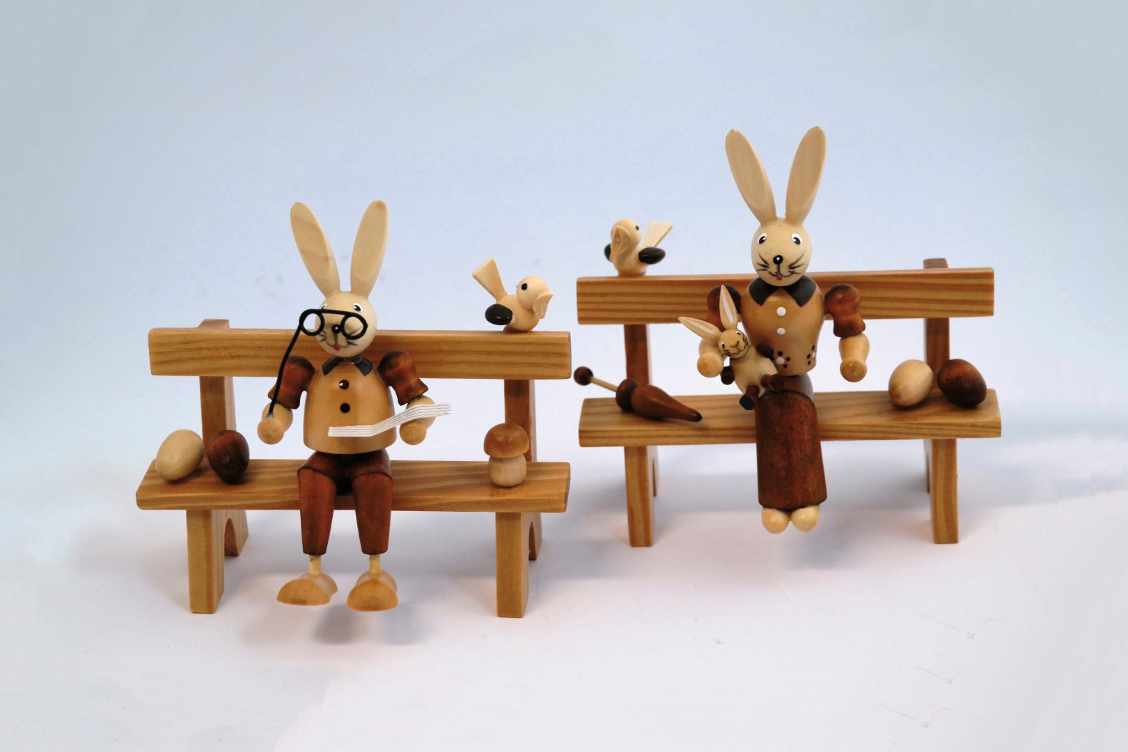 Pair of rabbits on bench