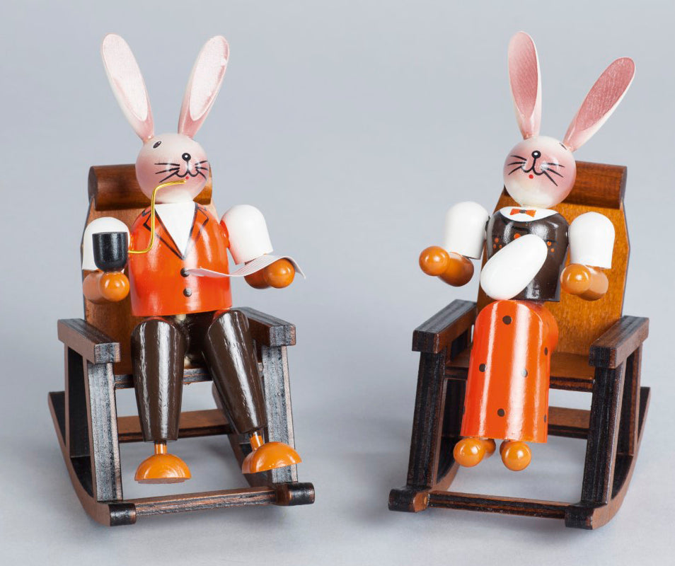 Easter bunnies in rocking chairs
