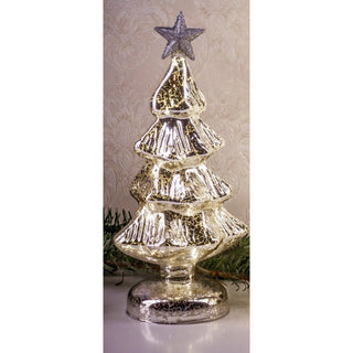 LED Weihnachtsdeko aus Mercury Glas silberfarben, 26 cm