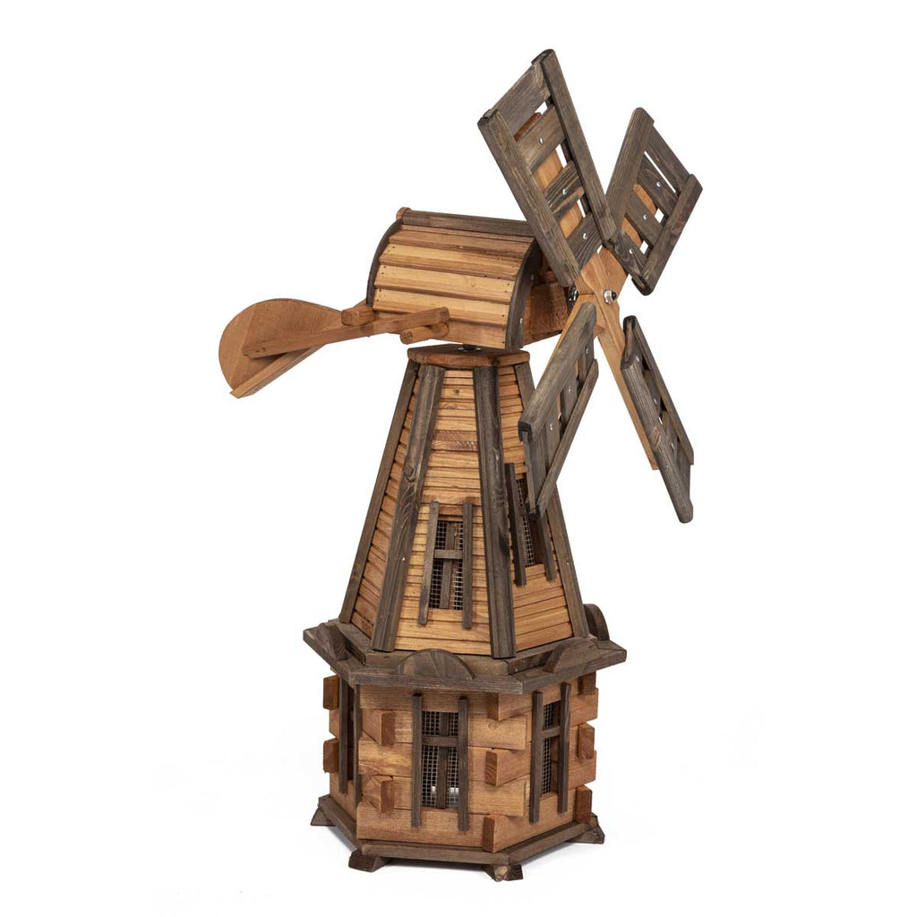 Windmühle Massivholz mit LED-Beleuchtung