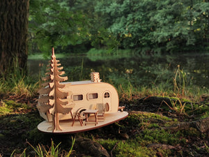 Raeucherwohnwagen inkl 2 LED Teelichter und 5 Raeucherkerzen, ideal für jeden Campingfan