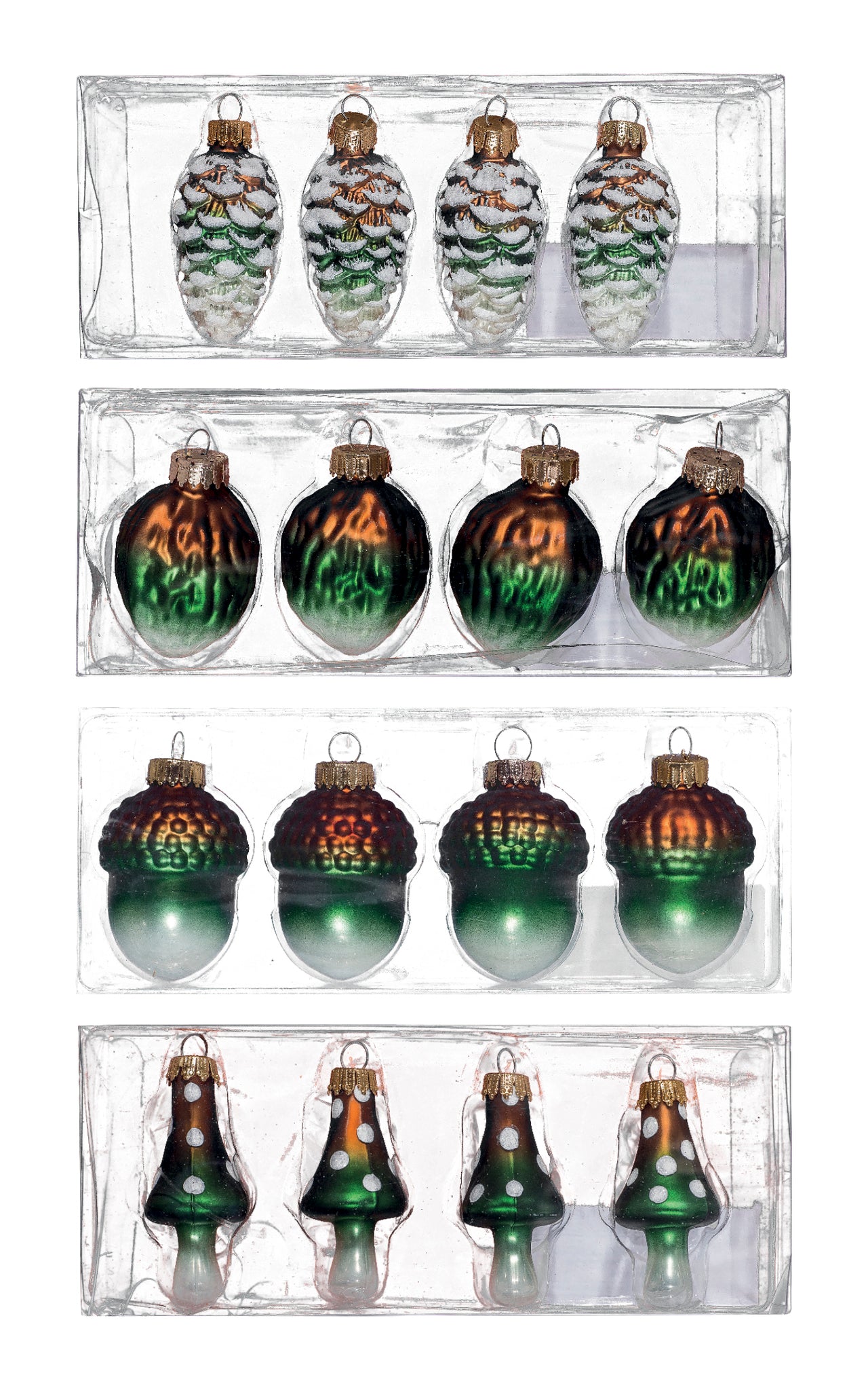Weihnachtsbaumschmuck aus Glas als 4er Set