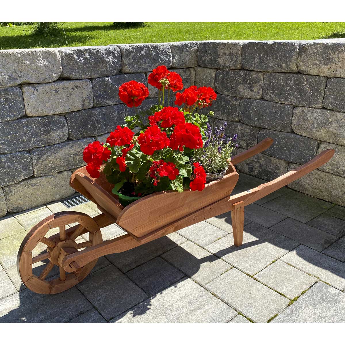 Decorative wheelbarrow made of solid wood