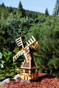 Norddeutsche-Windmühle aus Holz mit braunem Dachpappen-Schindeldach