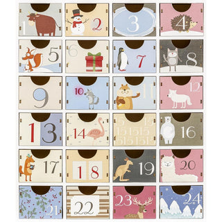 Adventskalender mit farbenfrohen Tiermotiven