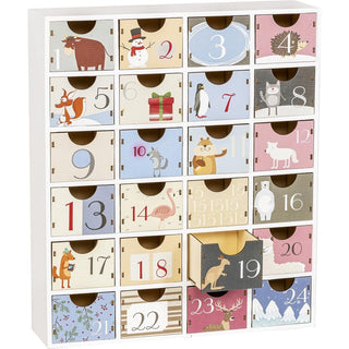 Adventskalender mit farbenfrohen Tiermotiven
