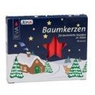 Der 20er Pack Baumkerzen ist hier in rot abgebildet. Diese Kerzen sind in drei Farben erhältlich. Bild 2.