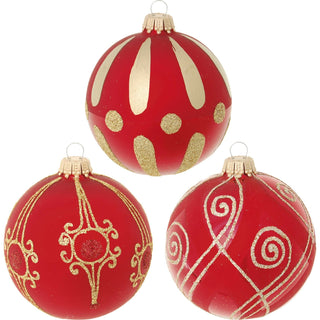 Glaskugelset-3teilig | 3 Farben | rot