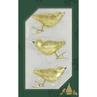 Christbaumschmuck Glasvögel mit Clip in gold, 11 cm