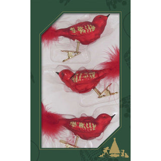Christbaumschmuck Glasvögel mit Clip in rot, 11 cm
