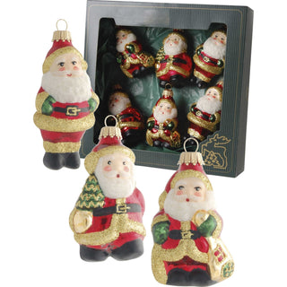 Glasornamente Rot/Gold Weihnachtsmänner