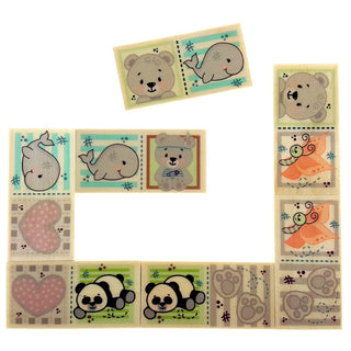 Domino-Spiel aus Holz mit verschieden Tier-Motiven in naturfarben_2