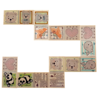 Domino-Spiel aus Holz mit verschieden Tier-Motiven in naturfarben_1