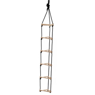 Strickleiter aus Holz in Dreiecks-Optik mit schwarzem Strick