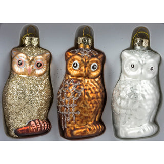 Weihnachtsbaumschmuck Eulen aus Glas-Set