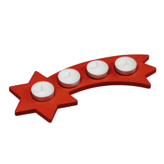 Teelichthalter "Stern mit Schweif" für 4 Teelichte, rot