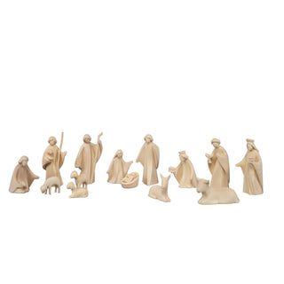 Krippenfiguren als 15-teiliges Set naturfarben