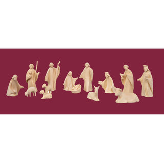 Krippenfiguren als 15-teiliges Set naturfarben