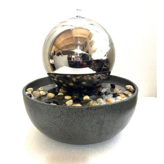 Kugelbrunnen aus Edelstahl mit LED