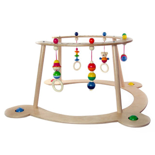 Lauflerngerät aus Holz mit buntem Spielzeug, Greiflingen und Figuren 