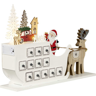 Adventskalender Weihnachtsmann auf Rentierschlitten Seitenansicht