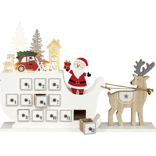 Adventskalender Weihnachtsmann auf Rentierschlitten
