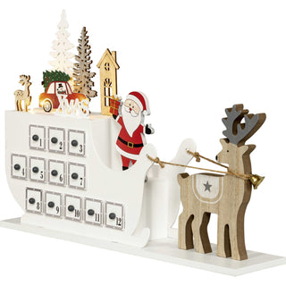 Adventskalender Weihnachtsmann auf Rentierschlitten Seitenansicht