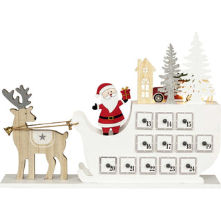 Adventskalender Weihnachtsmann auf Rentierschlitten