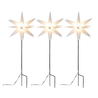 3er Adventsstern Ø 35cm in weiß mit Bodenspießen