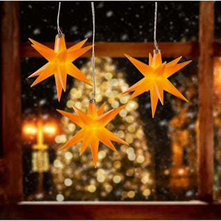 3er Set LED Adventssterne in gelb. Die Sterne haben jeweils einen Durchmesser von 12 cm und sind für Innen und Aussen geeignet_2