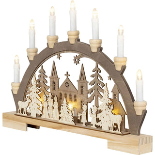 7-flammiger LED Lichterbogen | 2 Motive Seitenansicht