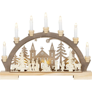 7-flammiger LED Lichterbogen | 2 Motive Frontansicht