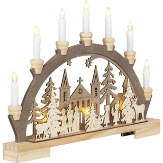 7-flammiger LED Lichterbogen | 2 Motive Seitenansicht