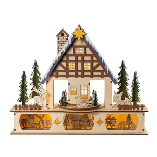 LED Lichterhaus Waldhaus mit beweglichen Figuren