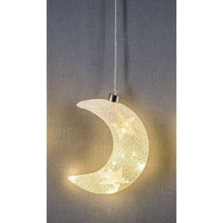 LED Glasmond zum Hängen mit Frost-Dekor, 18 cm