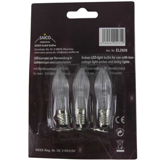 In diesem Set enthalten sind 3 LED Ersatzlampen zu 3 Volt - 0,06 Watt - für die Fassung E10.