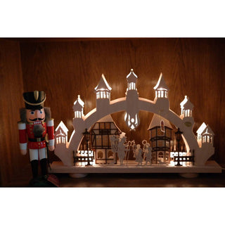 Hier ist der beleuchtete 3D Schwibbogen von der Vorderseite in seiner vollen Schönheit dargestellt. Bild 3.