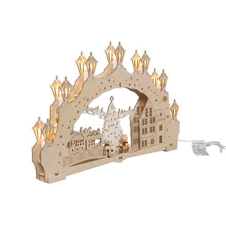 Dargestellt wird hier, der aktiv  beleuchtete 7-flammige Schwibbogen im Seitenprofil. Bild 2.