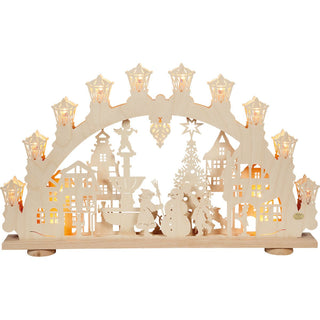 3D Schwibbogen "Winter in der Stadt" aus Holz