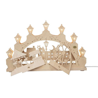 Schwibbogen Winterfreuden in der Stadt mit Wechselmotiv