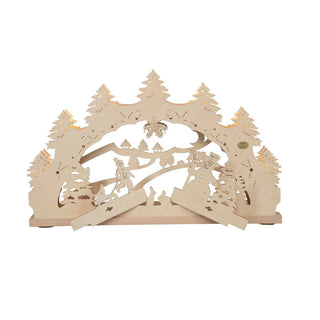 Hier sind die beiden Wechselfelder Thema Winterkinder vor dem Bogen dargestellt. Unglaublich einfach werden diese beiden Holzteile in den Bogen eingesteckt. Bild 2.