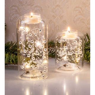 LED Teelichthalter Set mit Dekor aus Glas | 2 Motive