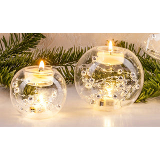 LED Teelichthalter Set mit Dekor aus Glas | 2 Motive