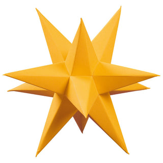 Angeboten wird hier ein 3er Set von 15 cm großen Marienberger Adventssternen aus Papier. In 4 verschiedenen Farben bieten wir den Stern an. Zu sehen ist hier das gold-gelbe Modell. Bild 3.