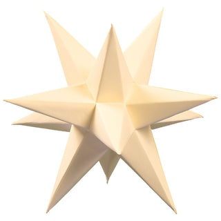 Angeboten wird hier ein 3er Set von 15 cm großen Marienberger Adventssternen aus Papier. In 4 verschiedenen Farben bieten wir den Stern an. Zu sehen ist hier das cremefarbige Modell. Bild 4.