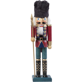 Nussknacker mit einer Höhe 38,5 cm, rot lasiert mit goldenen Akzenten