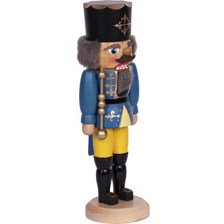 Hier sieht man den Nussknacker König seitlich in blau. Bild 9.