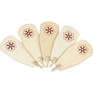 Pyramidenflügel-12er Set aus Holz und mit einer Schneeflocke bedruckt.